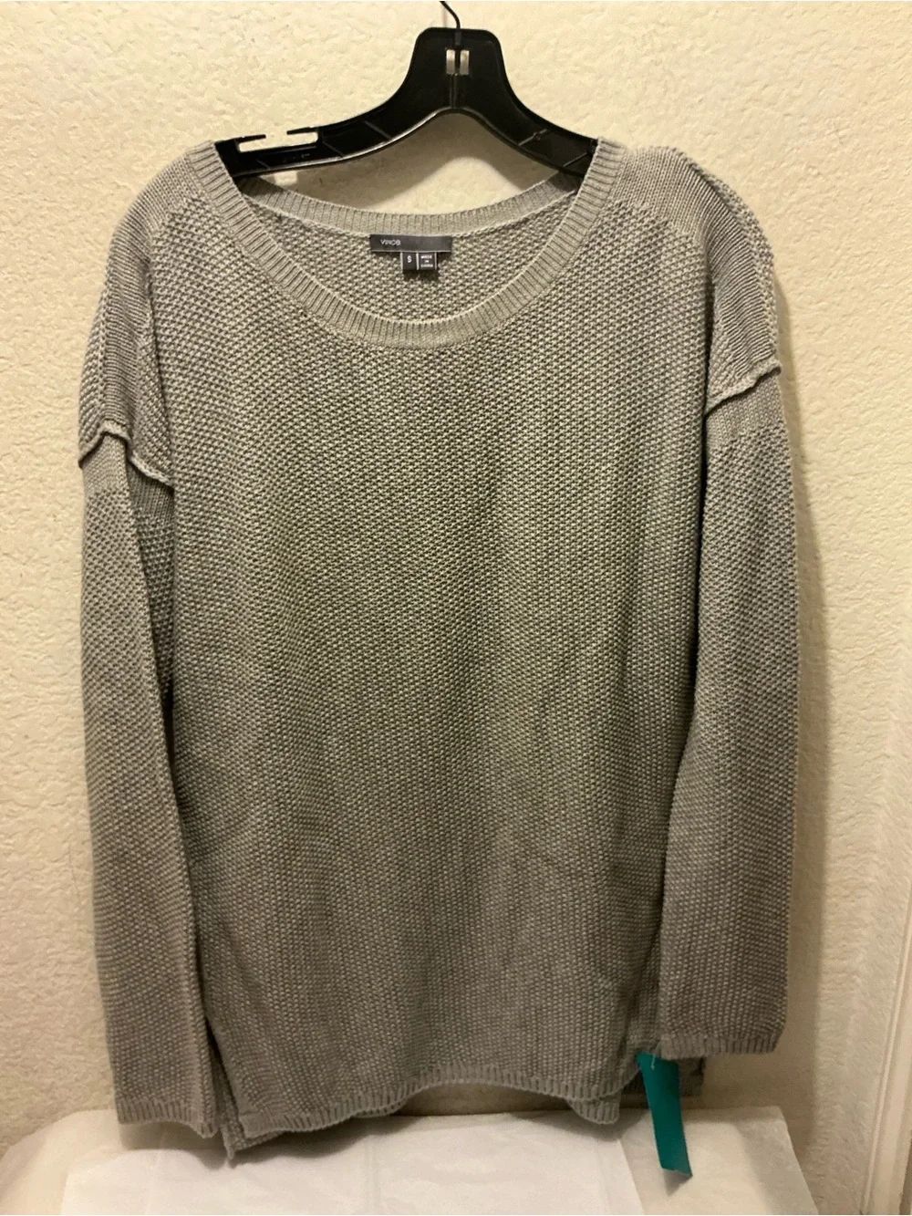 Vince Light Gray Textured Knit Sweater oversized size S